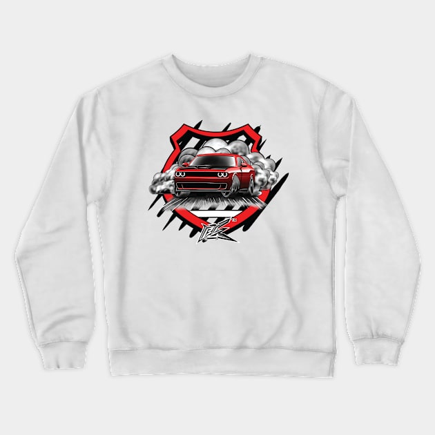 dodge challenger hellcat red drift Crewneck Sweatshirt by naquash